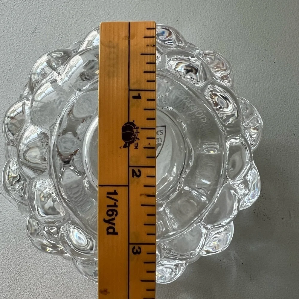 Orrefors Crystal Raspberry Candle Holder Made in Sweden Signed.